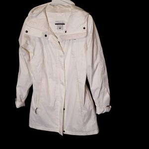 Columbia white long Hooded Jacket size S